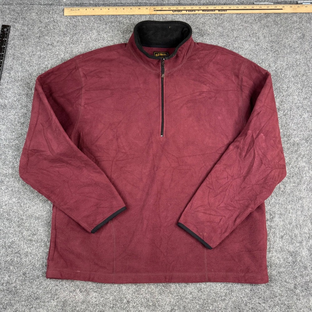 Old Navy Fleece Pullover Mens XXL Burgundy Maroon Classic Fit Quarter Zip Soft
